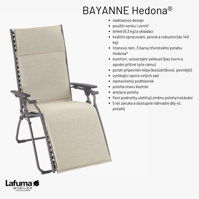 Relaxační křeslo Lafuma Mobilier BAYANNE Hedona béžová Latté