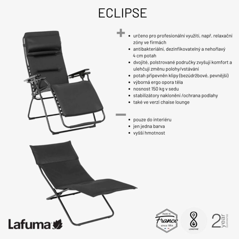 Skladaci ležadlo chaise lounge ECLIPSE čierná Nori