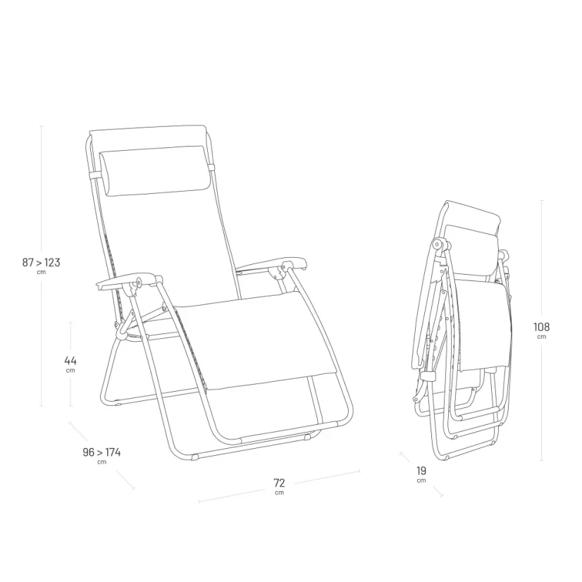 Zvýhodněná sada: 2 relaxační křesla Lafuma RSXA Clip XL LightComfort šedá Ombre + 2 držáky nápojů ZDARMA