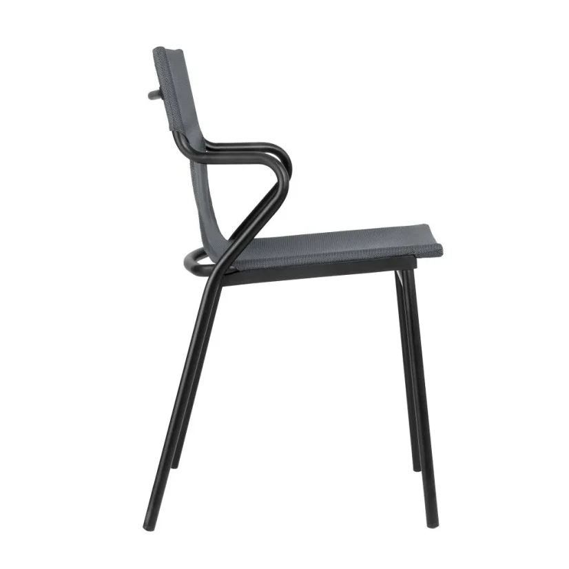 Profi venkovní židle s područkami Lafuma HORIZON černý rám BatylineDUO šedá Storm.