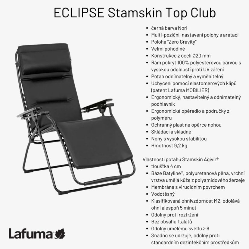 Skladaci ležadlo chaise lounge ECLIPSE čierná Nori