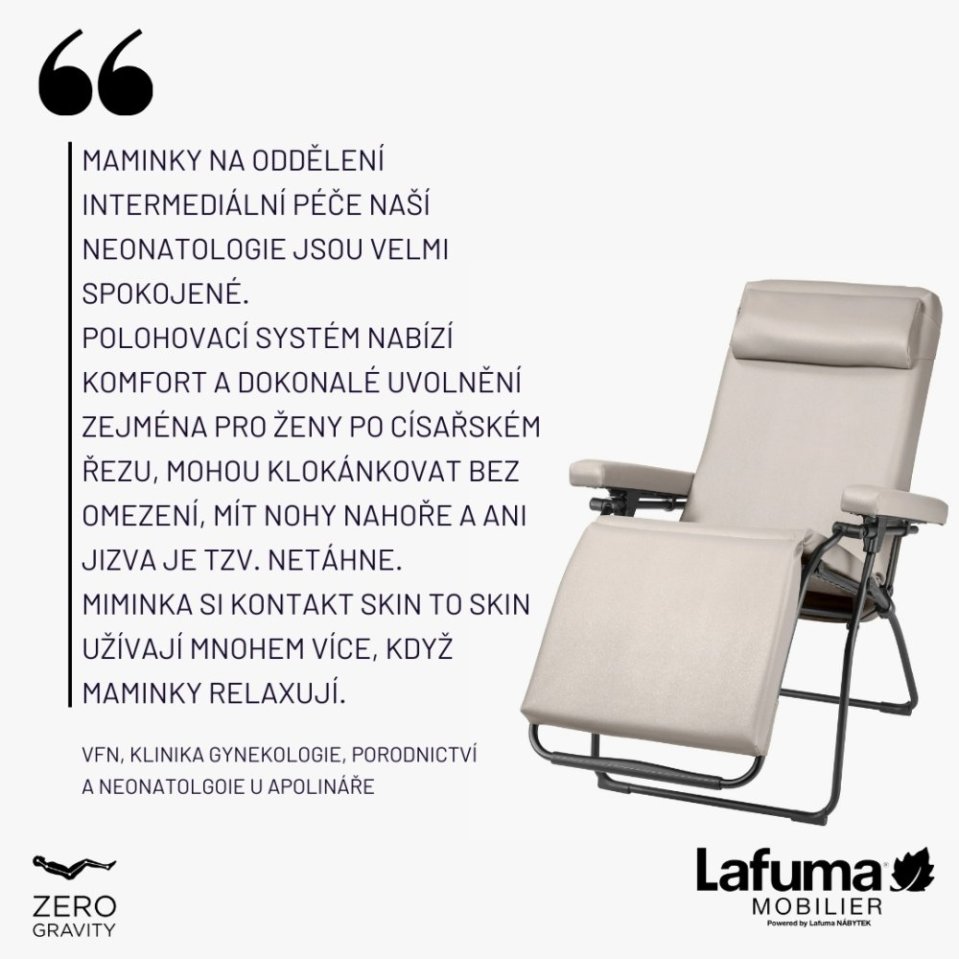 Zákaznice po císařském řezu si chválí polohovací systém, který jim umožňuje pohodlný a těsný kontakt s miminkem bez nepříjemného tahu jizvy.