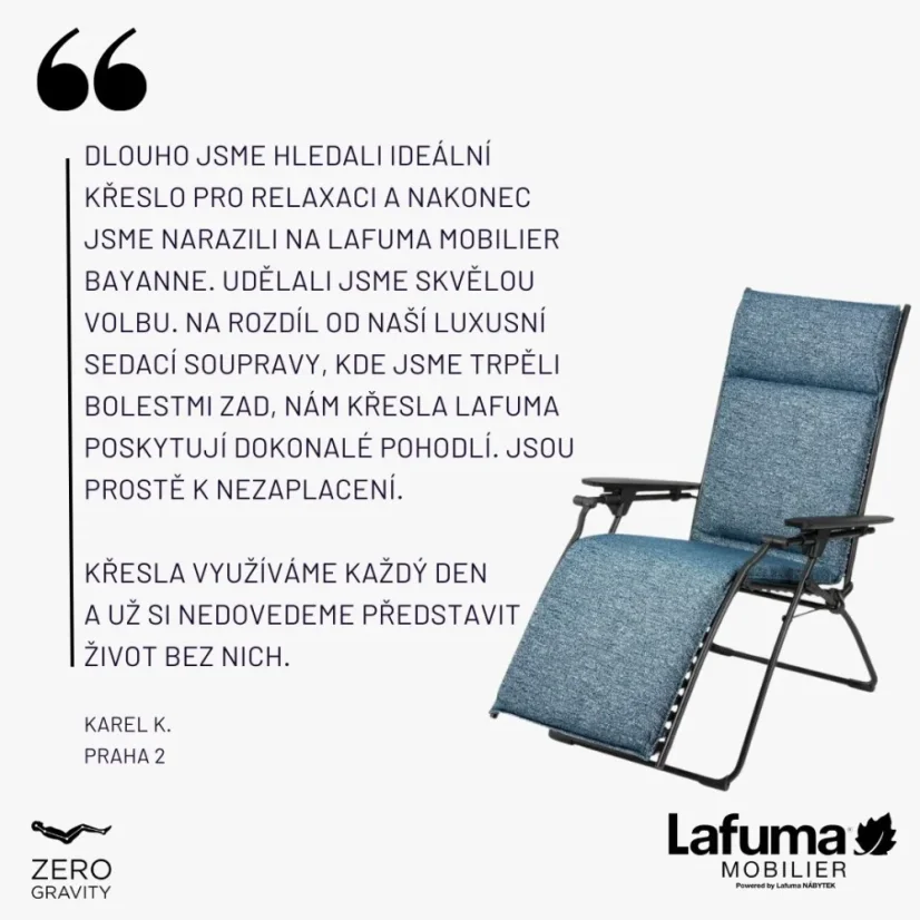 Relaxační křeslo Lafuma BAYANNE Hedona šedá Onyx