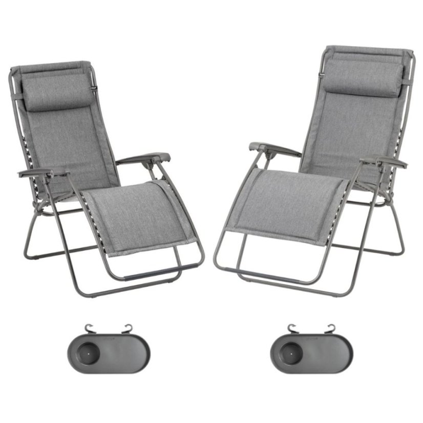 Zvýhodněná sada: 2 relaxační křesla Lafuma RSXA Clip LightComfort šedá Ombre (vel. standard a XL)