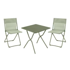 Sada BALCONY II – skládací stůl 64×70 cm + 2 ultra kompaktní židle | ColorBlock zelená Moss