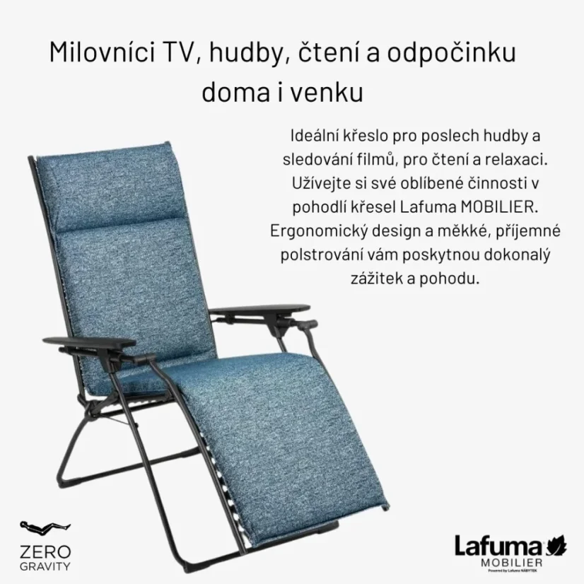 Relaxační křeslo Lafuma BAYANNE Hedona šedá Onyx