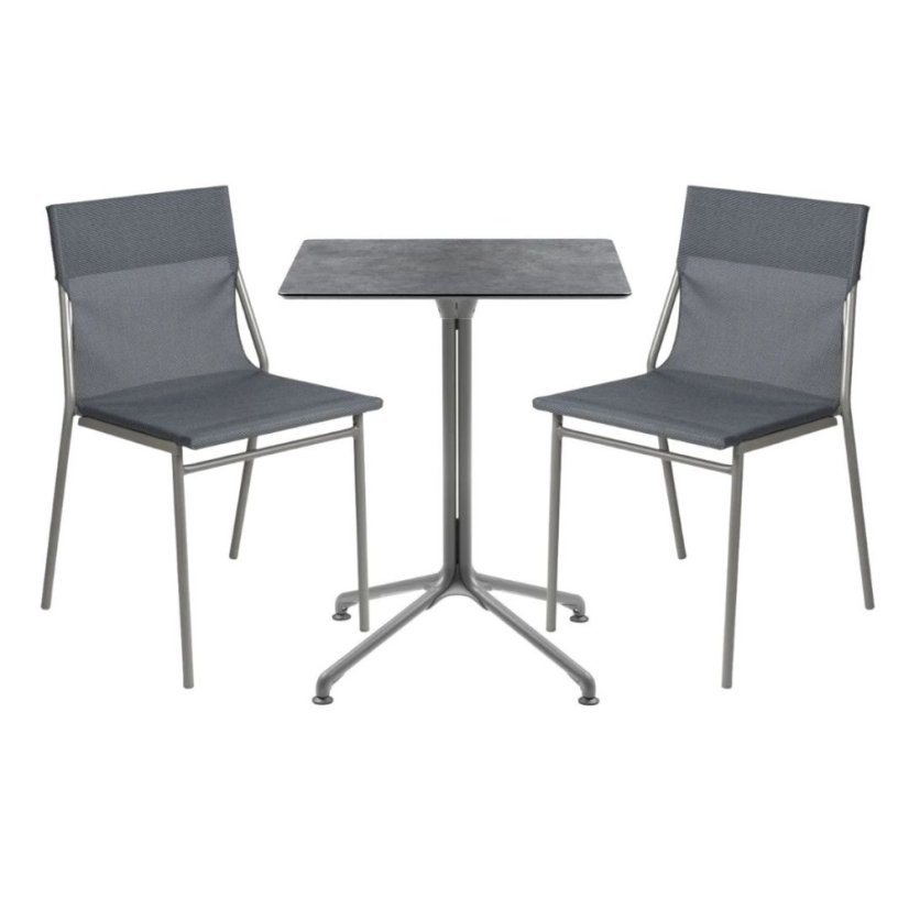 Profi sada venkovní stůl a 2 židle bez područek HORIZON - šedá Titan, Batyline®DUO šedá Storm
