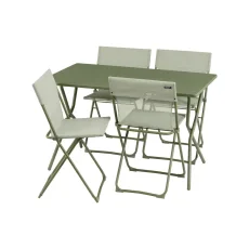 Sada BALCONY II – skládací stůl 120×70 cm + 4 ultra kompaktní židle | ColorBlock zelená Moss