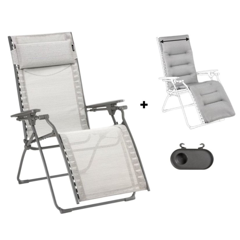 Sada relaxační křeslo Lafuma EVOLUTION Batyline®DUO šedá Galet a potah BeComfort® šedá Silver