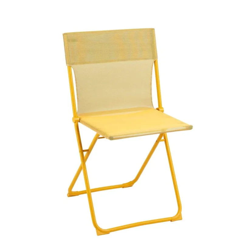 Sada BALCONY II – skládací stůl 140×80 cm + 6 ultra kompaktních židlí | ColorBlock žlutá Miel
