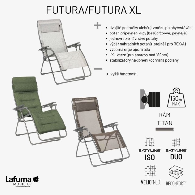 Relaxačné kreslo Lafuma FUTURA XL BatylineISO hnedá Graphite