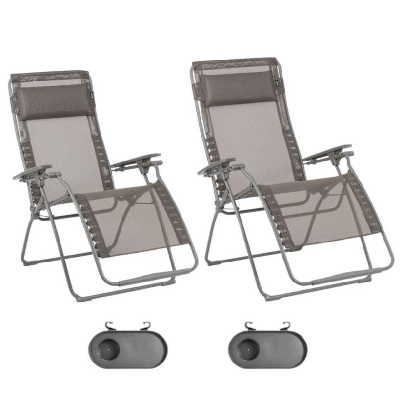 Zvýhodněná sada relaxačních křesel Lafuma FUTURA Batyline ISO hnědá Graphite ve velikosti standard a XL