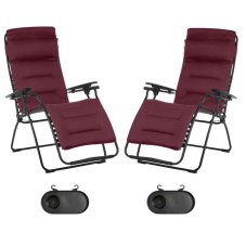 Sada dvou relaxačních křesel ZERO GRAVITY Lafuma FUTURA AirComfort červená Bordeaux s držáky nápojů Sada dvou relaxačních křesel ZERO GRAVITY Lafuma FUTURA AirComfort červená Bordeaux s držáky nápojů