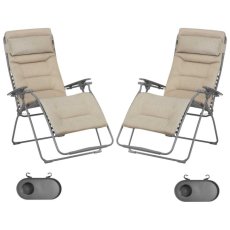 Zvýhodnená sada: 2× Relaxačné kreslo Lafuma FUTURA XL BeComfort hneda Moka + 2× držiak nápojov ZDARMA