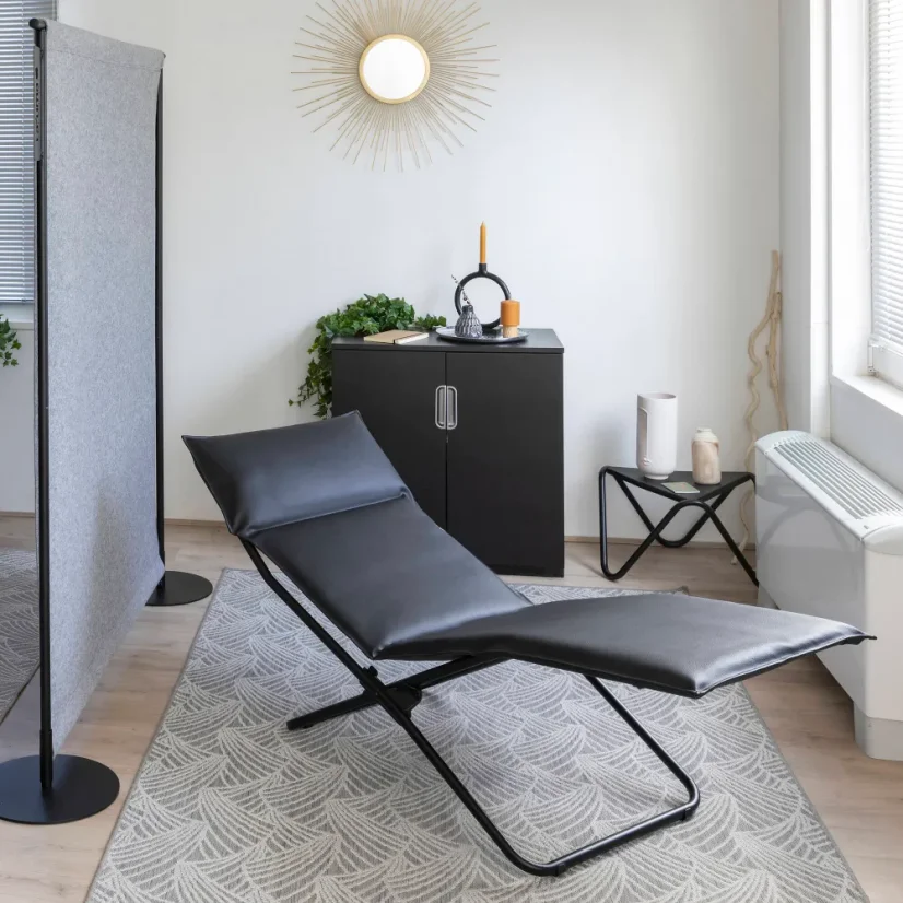 Skládací lehátko chaise lounge ECLIPSE černá Nori
