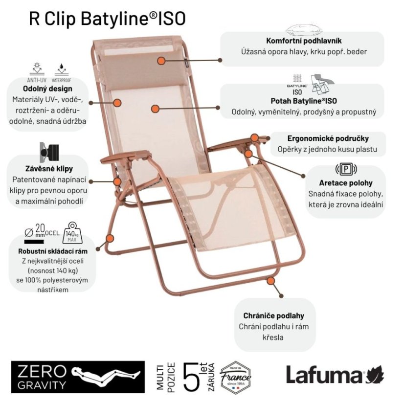 Relaxační křeslo Lafuma R Clip béžová Seigle II