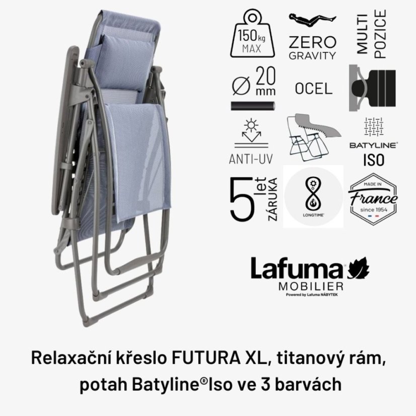 Relaxační křeslo Lafuma FUTURA XL BatylineISO modrá Ocean II