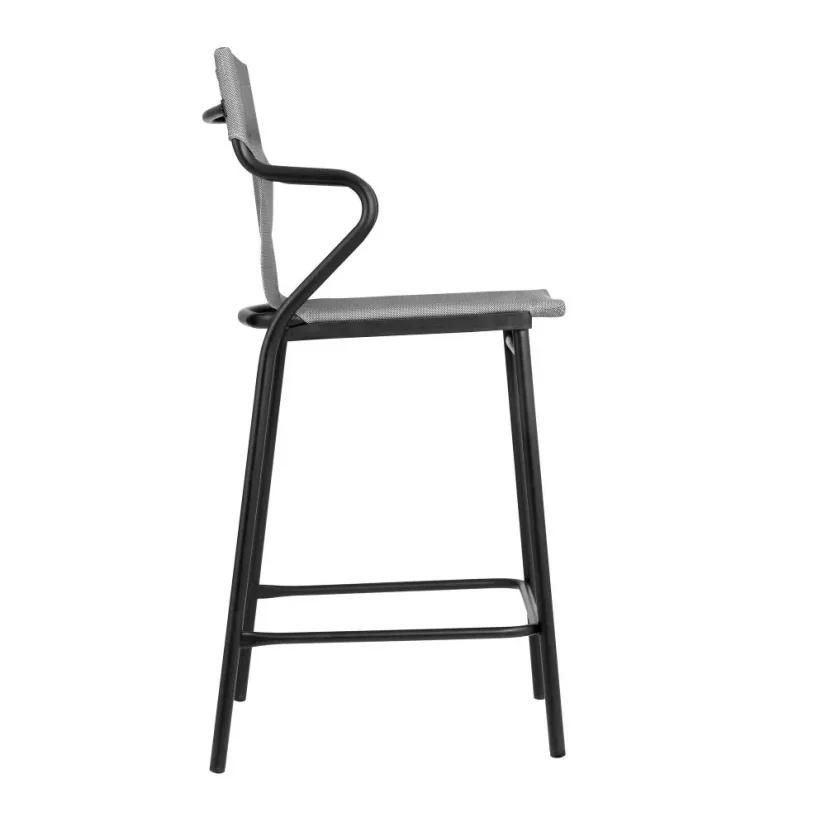 Profi venkovní střední židle s područkami HORIZON černý rám BatylineDUO šedá Pearl.