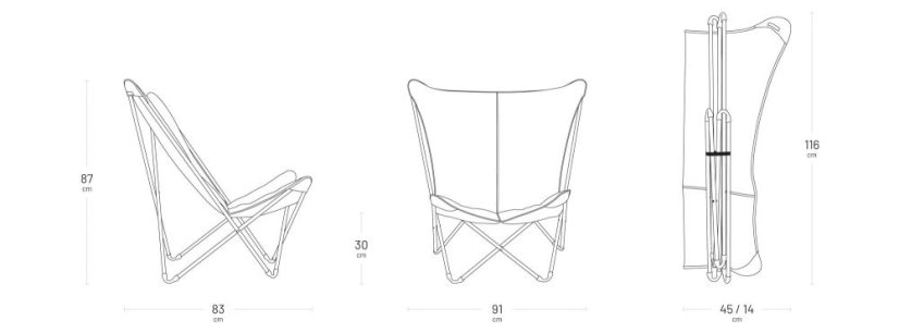 Motýlí křeslo POP UP XL BeComfort modrá Bleu Encre