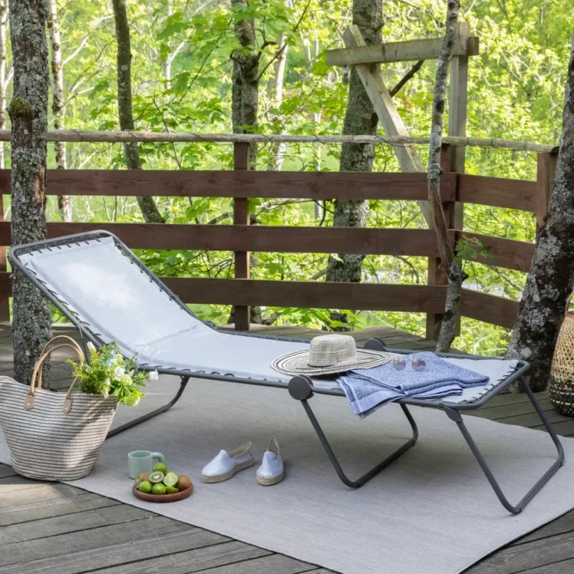 Polstrované skládací lehátko SIESTA L LightComfort šedá Ombre