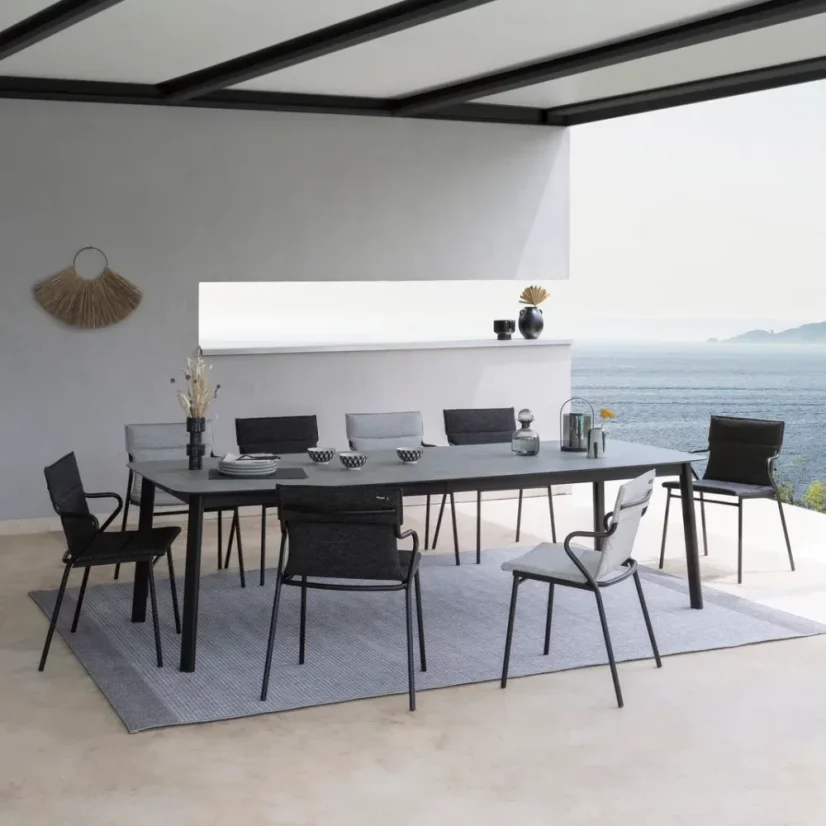 Designová venkovní jídelní židle s područkami ANCÔNE Hedona šedá Onyx