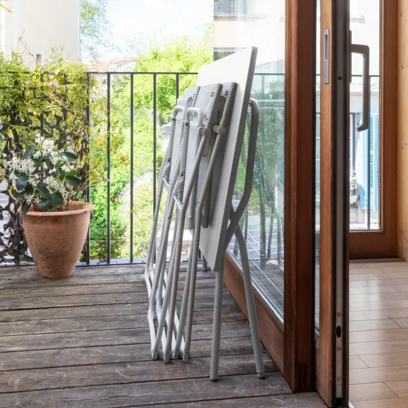 Skládací venkovní stůl Lafuma BALCONY II béžová Seigle – 120×70 cm