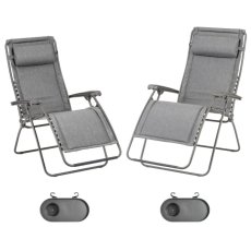 Zvýhodněná sada: 2 relaxační křesla Lafuma RSXA Clip LightComfort šedá Ombre (vel. standard a XL)