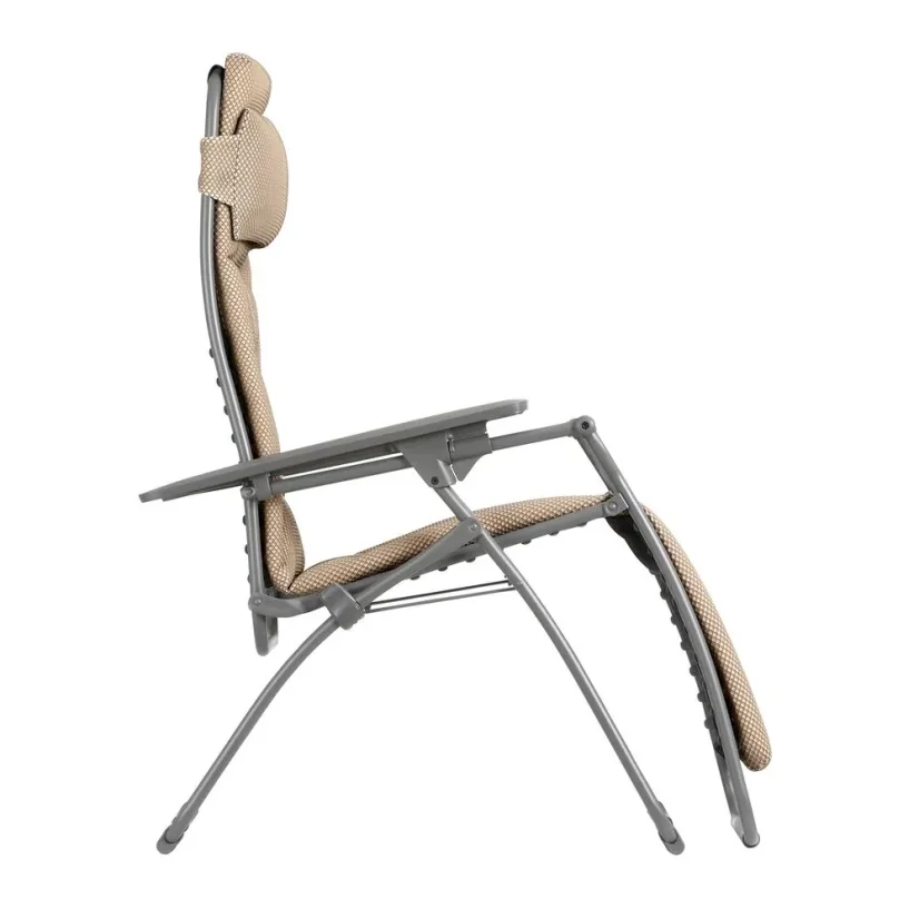 Lafuma FUTURA BeComfort hnedá Moka relaxačné kreslo, bočný profil ergonomického skladacieho kresla.