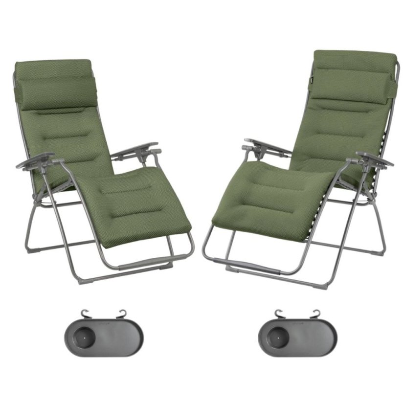 Zvýhodněná sada: 2x Relaxační křeslo FUTURA BeComfort zelená Olive (vel. standard a XL) + 2× držák nápojů ZDARMA