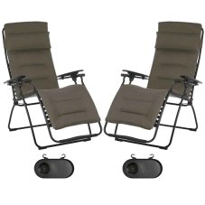Sada 2 relaxačních křesel Lafuma FUTURA AirComfort hnědá Taupe s držáky nápojů Sada 2 relaxačních křesel Lafuma FUTURA AirComfort hnědá Taupe s držáky nápojů