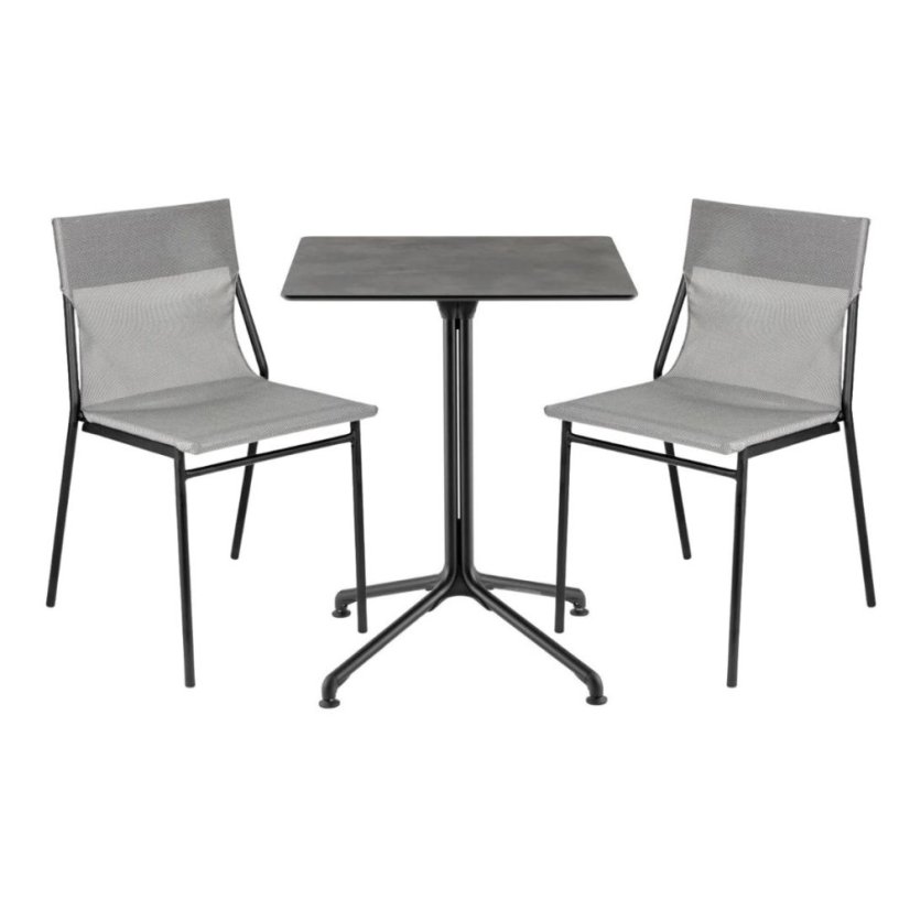 Profi sada venkovní stůl a 2 židle bez područek HORIZON - černá Noir, BatylineDUO šedá Pearl