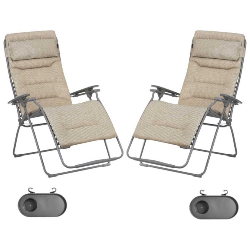 Zvýhodněná sada: 2× Relaxační křeslo Lafuma FUTURA XL BeComfort hnědá Moka + 2× držák nápojů ZDARMA