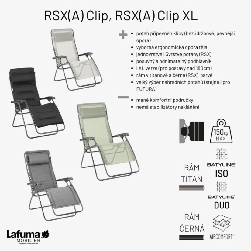 Relaxační křeslo Lafuma RSX Clip XL AirComfort červená Bordeaux
