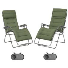 Zvýhodněná sada: 2x Relaxační křeslo FUTURA BeComfort zelená Olive (vel. standard a XL) + 2× držák nápojů ZDARMA