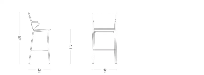 Profi venkovní střední židle s područkami HORIZON 2 ks šedý rám BatylineDUO hnědá Noisette