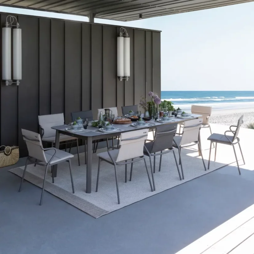 Designová venkovní jídelní židle s područkami ANCÔNE Hedona šedá Onyx