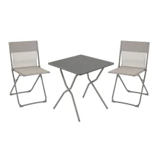 Sada BALCONY II – skládací stůl 64×70 cm + 2 ultra kompaktní židle | ColorBlock šedá Terre