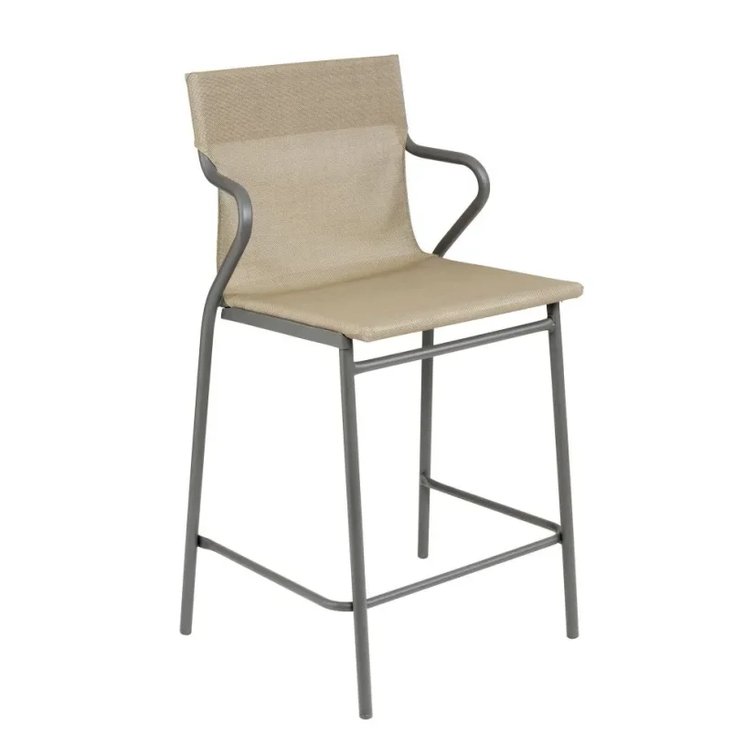 Profi venkovní střední židle s područkami HORIZON šedý rám BatylineDUO hnědá Noisette.