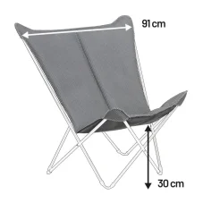 Náhradní potah designové motýlí skládací křeslo Lafuma POP UP XL BeComfort šedá Silver. Náhradní potah designové motýlí skládací křeslo Lafuma POP UP XL BeComfort šedá Silver.