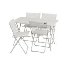 Sada BALCONY II – skládací stůl 120×70 cm + 4 ultra kompaktní židle | ColorBlock béžová Seigle