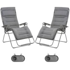 Zvýhodněná sada: 2× Relaxační křeslo Lafuma FUTURA XL BeComfort šedá Silver + 2× držák nápojů ZDARMA
