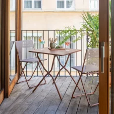 Sada BALCONY II – skládací stůl 64×70 cm + 2 ultra kompaktní židle | ColorBlock oranžová Canyon