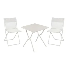 Sada BALCONY II – skládací stůl 64×70 cm + 2 ultra kompaktní židle | ColorBlock béžová Seigle