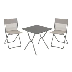 Sada BALCONY II – skládací stůl 64×70 cm + 2 ultra kompaktní židle | ColorBlock šedá Terre
