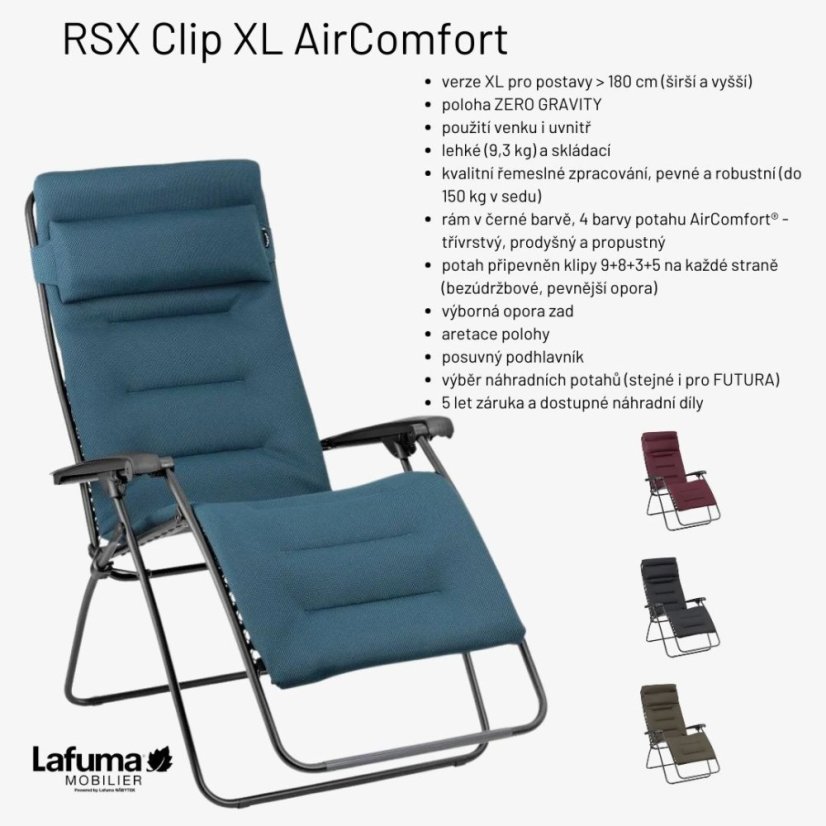 Relaxační křeslo Lafuma Mobilier RSX Clip XL AirComfort červená Bordeaux