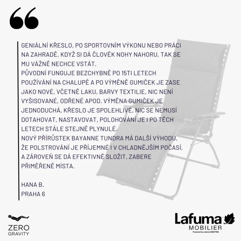 Relaxační křeslo Lafuma BAYANNE Hedona šedá Onyx