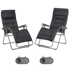 Zvýhodněná sada: 2x Relaxační křeslo FUTURA BeComfort šedá Dark Grey (vel. standard a XL) + 2× držák nápojů ZDARMA