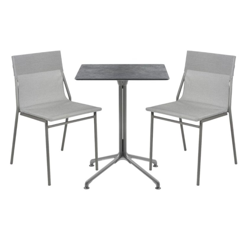 Profi sada venkovní stůl a 2 židle bez područek HORIZON - šedá Titan, Batyline®DUO šedá Pearl