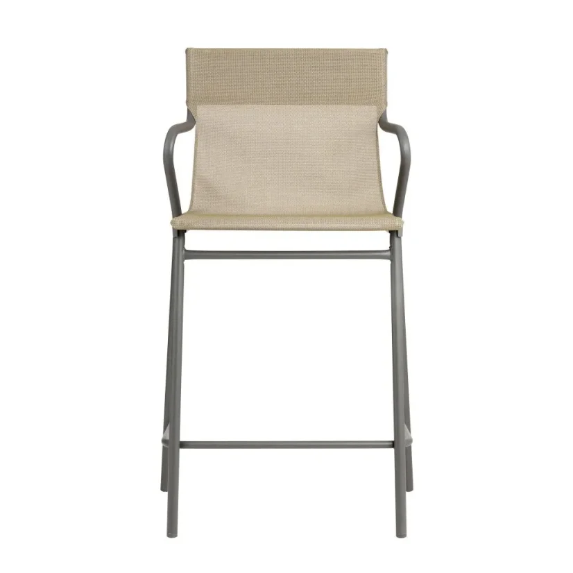 Profi venkovní střední židle s područkami HORIZON šedý rám BatylineDUO hnědá Noisette.