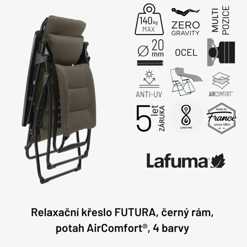 Relaxační křesla Lafuma FUTURA AirComfort - komplexní přehled vlastností a funkcí.